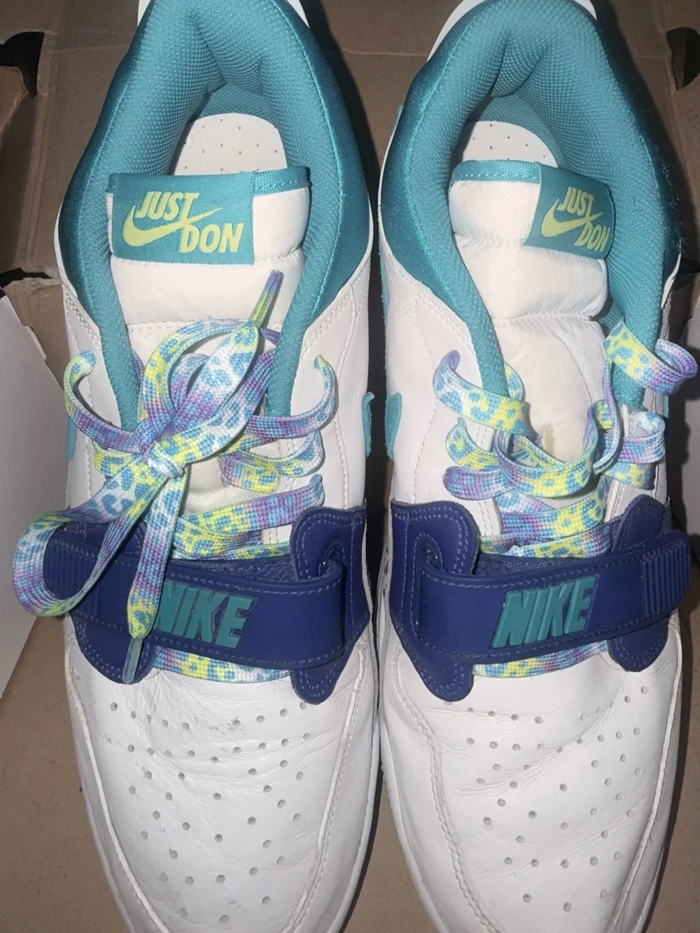 Jordan White, Teal & Purple Low-Top Sneakers just don size 13